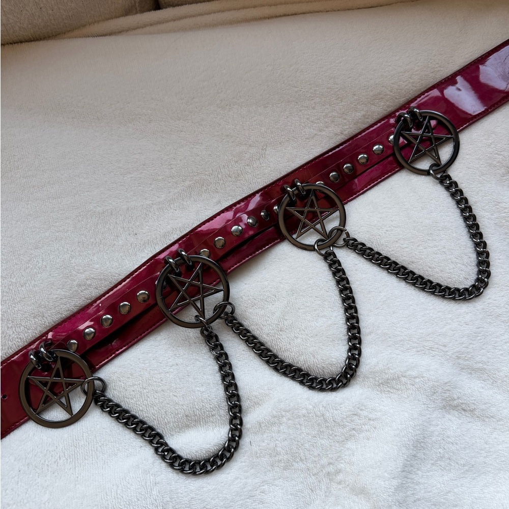 Killstar Crimson Red Pentagram Belt (XS/SM)